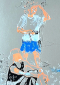 dessin blue drawing mother and daughter, pietso