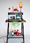 sculpture contemporary time, clocks installation figurines, models, assemblage installation. artist Piet.sO 