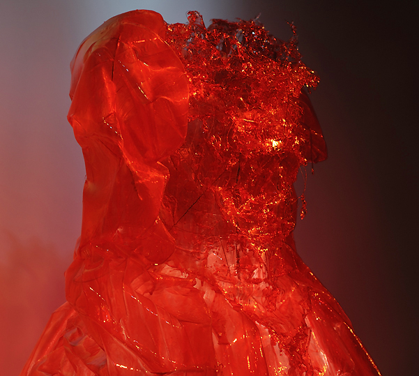 Piet.sO Red in Red, monumental red dress sculpture.