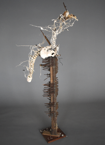 Piet.sO, structure -contemporary art - sculpture - installation skeleton human animal and piano.