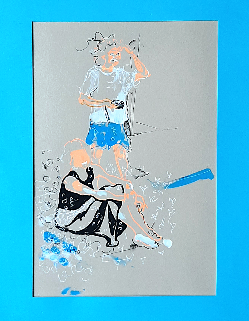  fresnoy, Piet.sO 2025, art, painting drawing with acrylic felt-tip pen - portrait of mother and daughter.