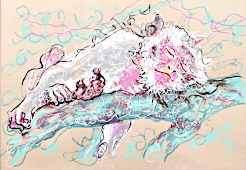 dessin peinture contemporaine - feutre acrylique, sieste, Piet.sO 2025