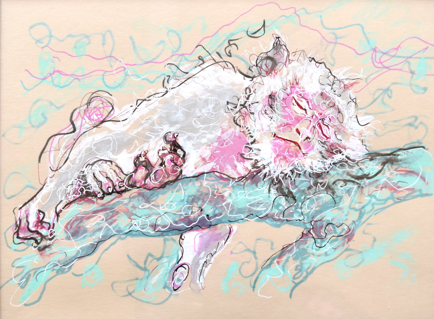 contemporary drawing acrylic felt-tip pen on paper. artist Piet.sO, contemporary art and time. 