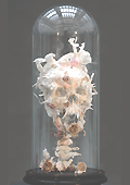 sculpture vanité aux feuilles d'ail sous cloche de verre,Piet.sO 2014 