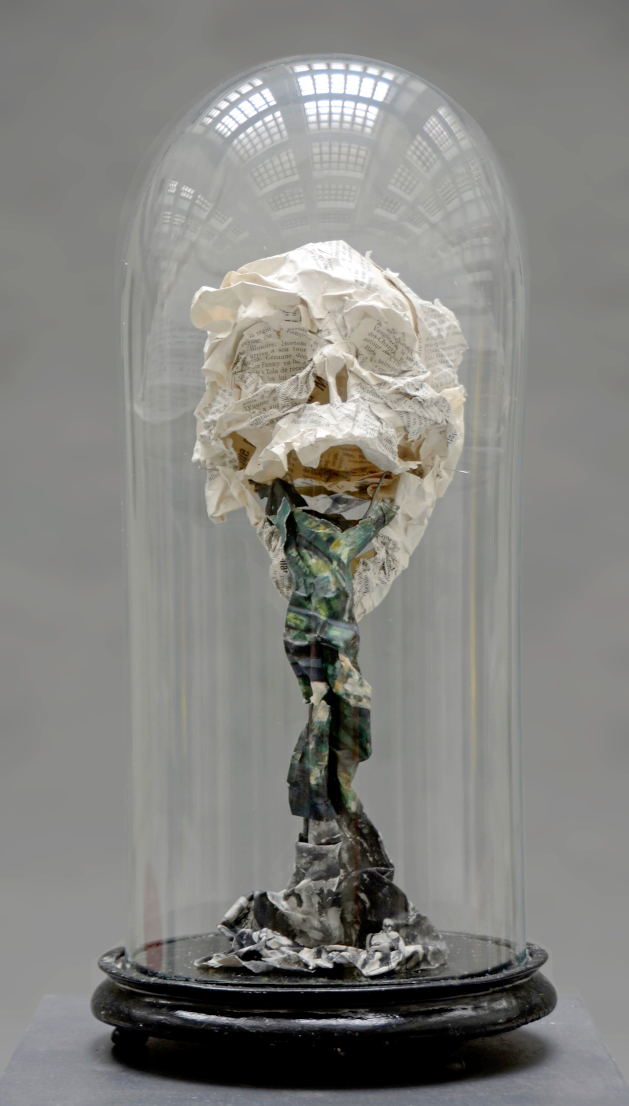 Damned, Paul Cezanne - Piet.sO  2014 sculpture vanity, paper, glass dome.