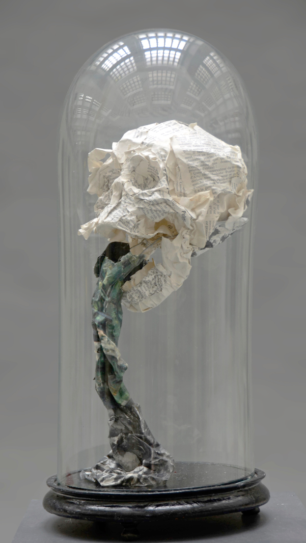 Damned, Paul Cezanne - Piet.sO  2014 sculpture vanity, paper, glass dome.