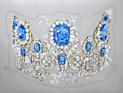 dessin contemporain des bijoux volés au Louvre, galerie Apollon en 2025. Le diadème -artiste contemporaine Piet.sO